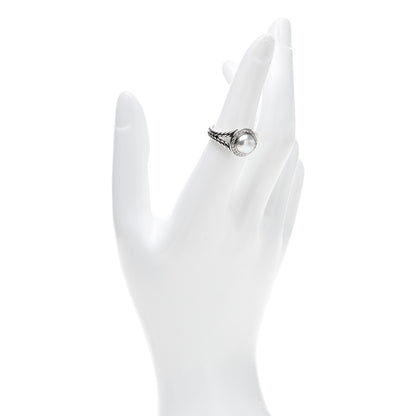 David Yurman Sterling Silver Diamond Pearl 8mm Petite Cerise Ring 53 6.25 2 of 5