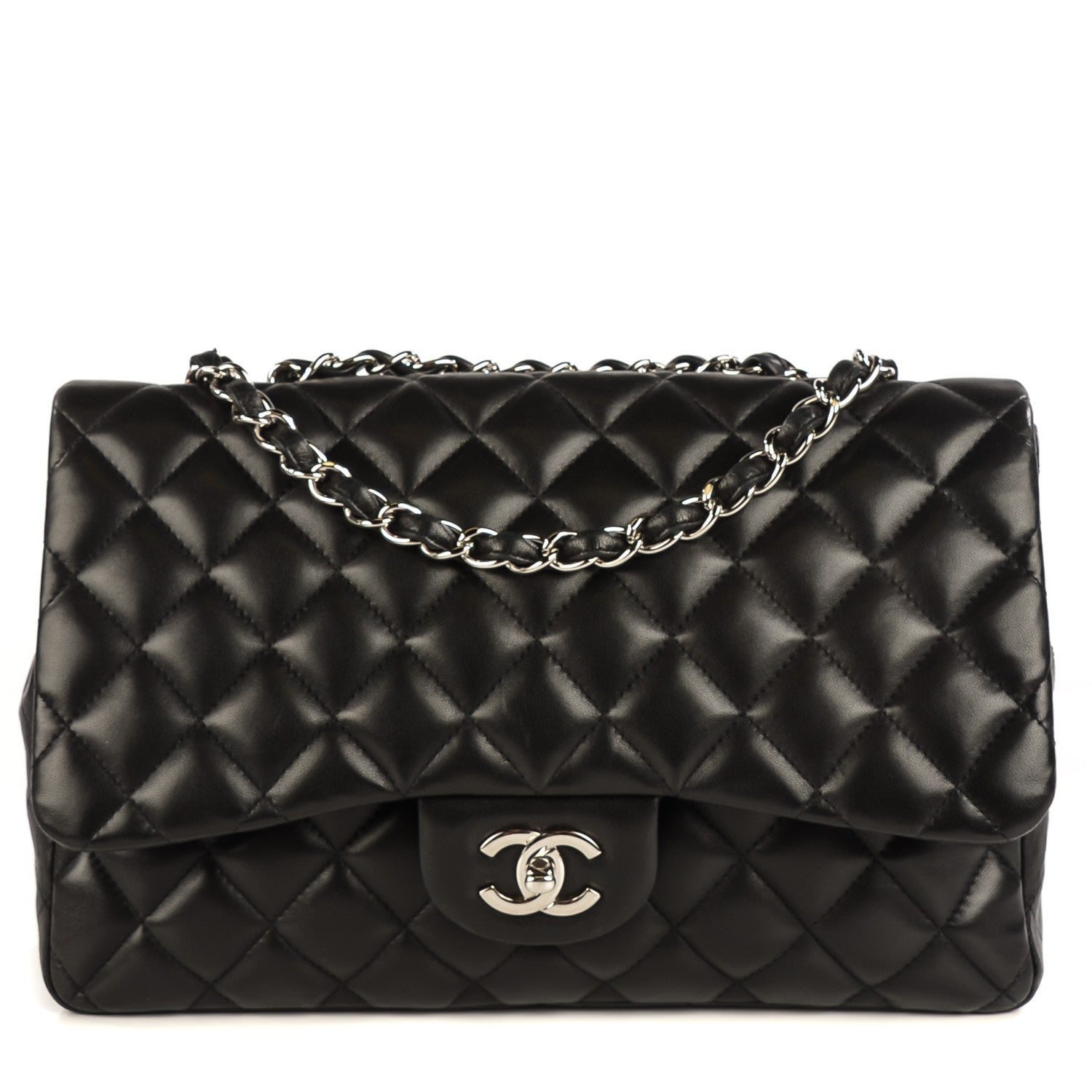 Chanel Lambskin Quilted Jumbo Single Flap Black 1 of 21