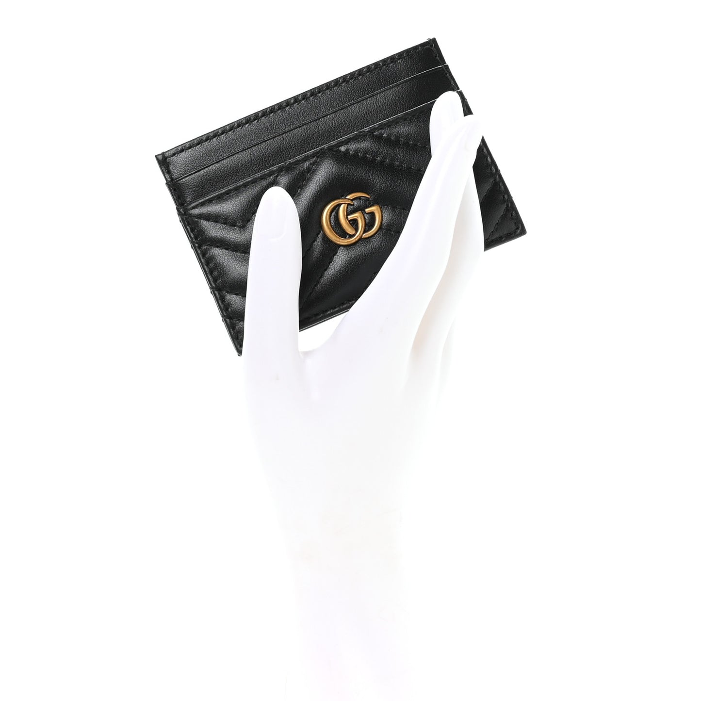 Calfskin Matelasse GG Marmont Card Holder Black