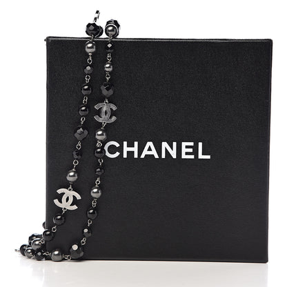Chanel Pearl Beaded CC Long Necklace Black 6 of 6