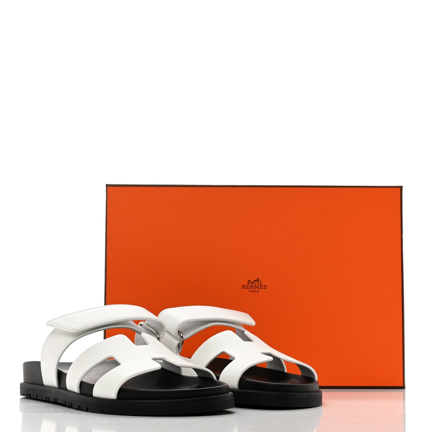 Hermes Calfskin Womens Chypre Sandals 36.5 White 9 of 9