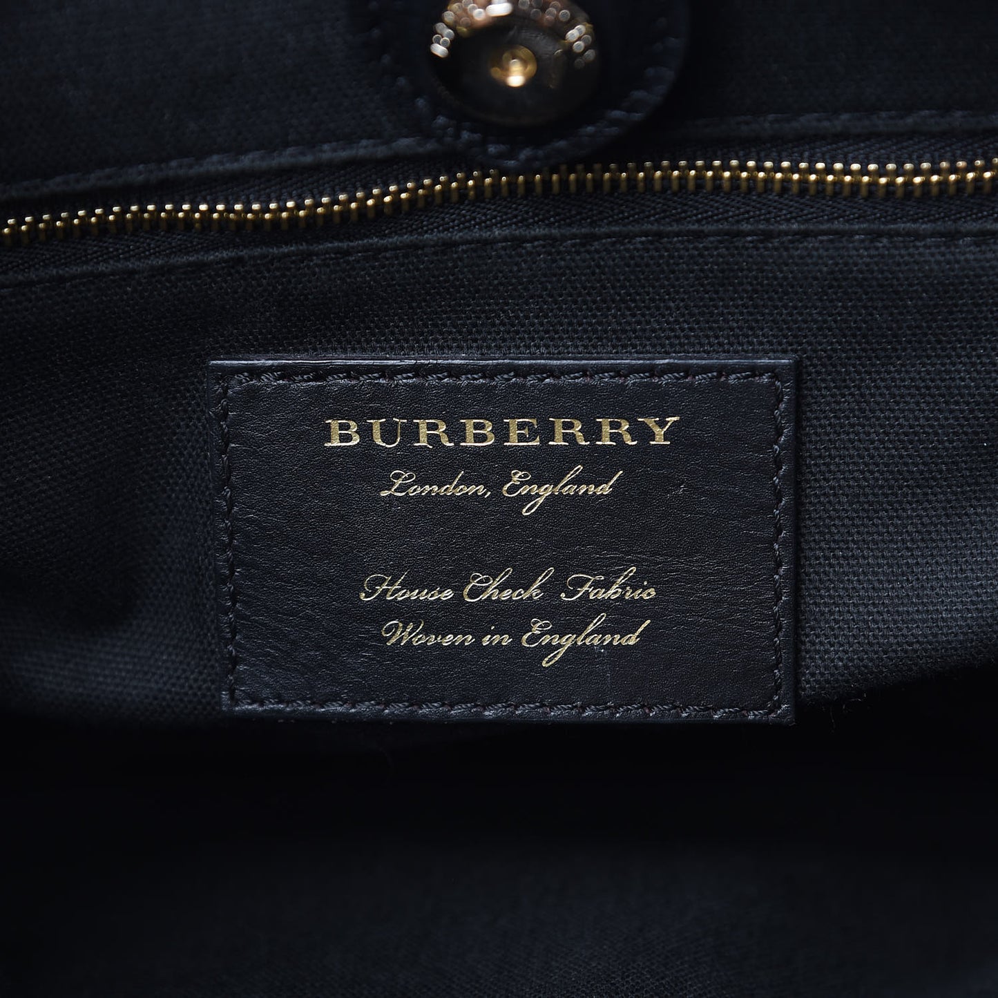 Grainy Calfskin House Check Medium Banner Tote Black