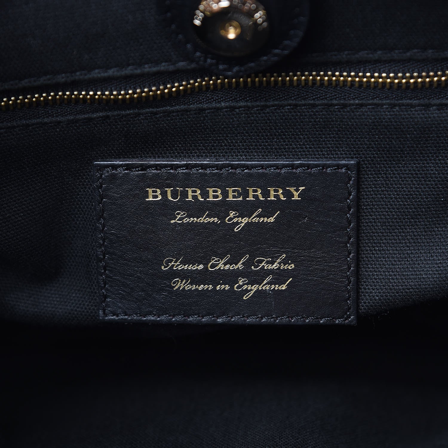 Burberry Grainy Calfskin House Check Medium Banner Tote Black 7 of 12