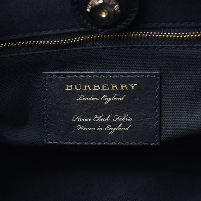 Burberry Grainy Calfskin House Check Medium Banner Tote Black 7 of 12