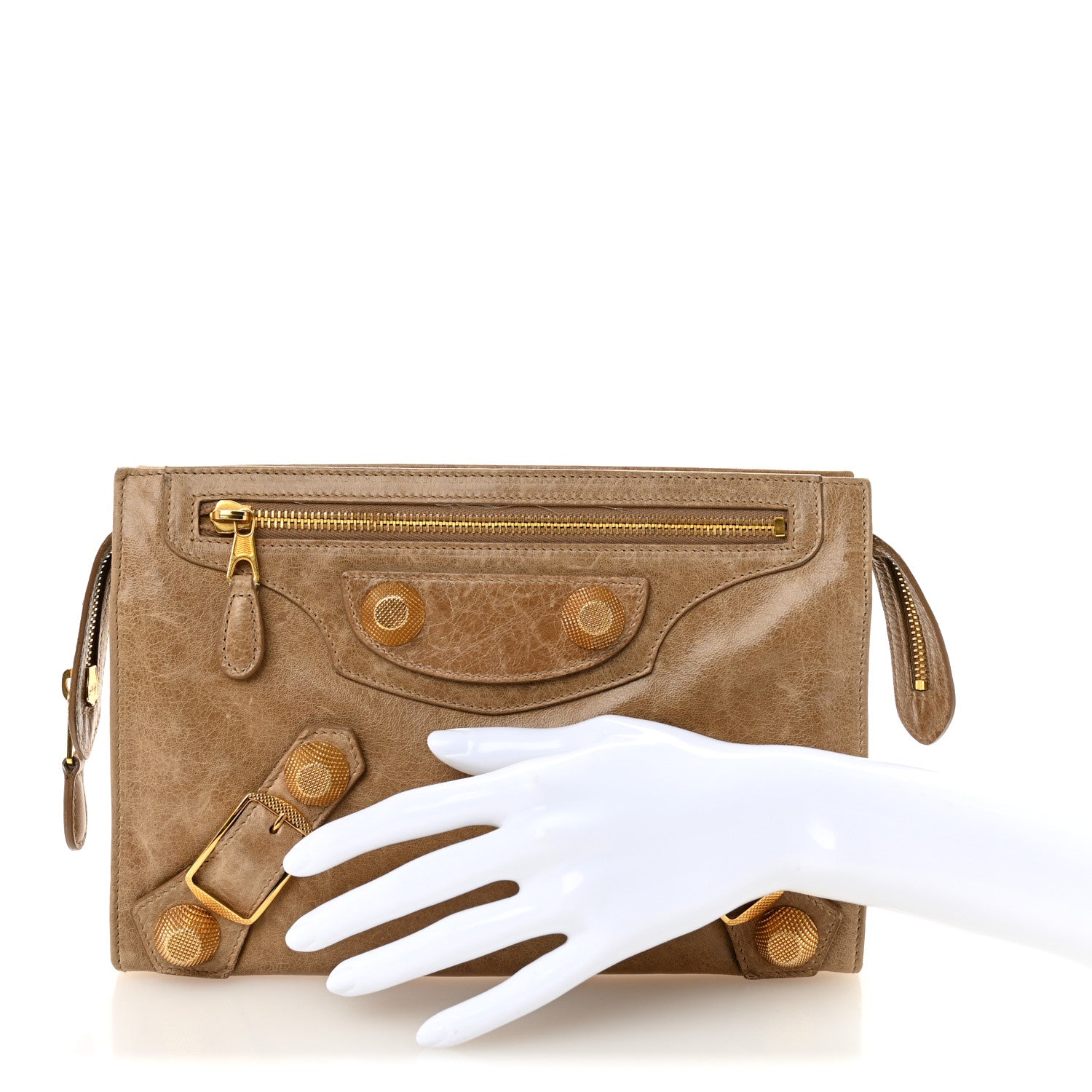 Balenciaga Agneau Giant 21 Gold Hardware Mini Travel Clutch Oatmeal 2 of 9