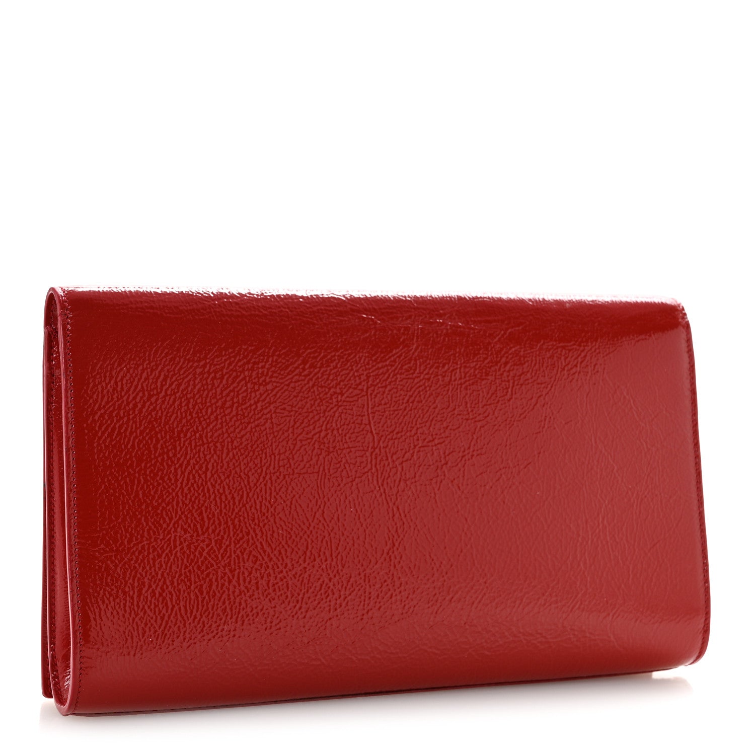 Saint Laurent Textured Patent Monogram Large Belle De Jour Clutch Red 3 of 13