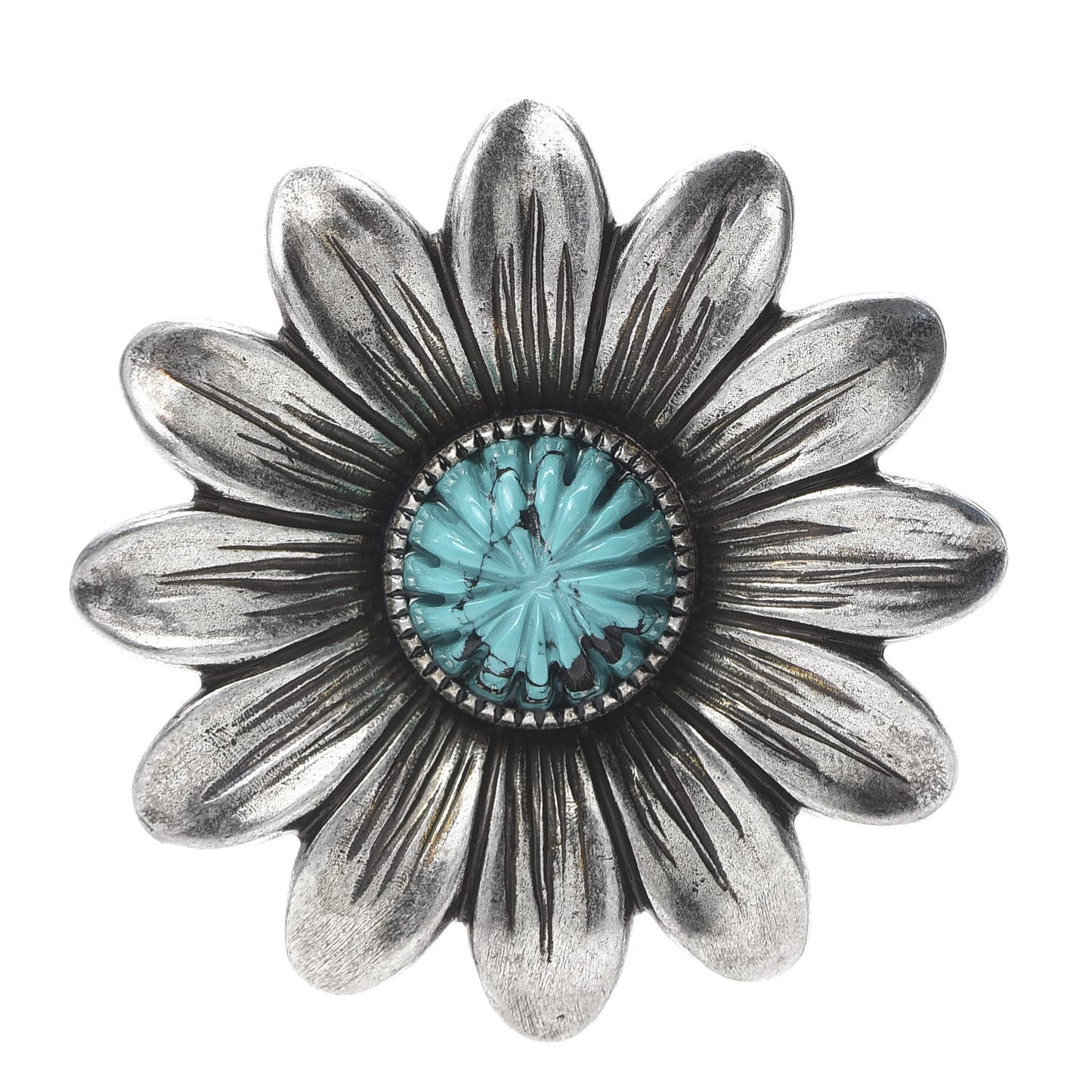 Sterling Silver Resin Flower Ring Turquoise 54 7