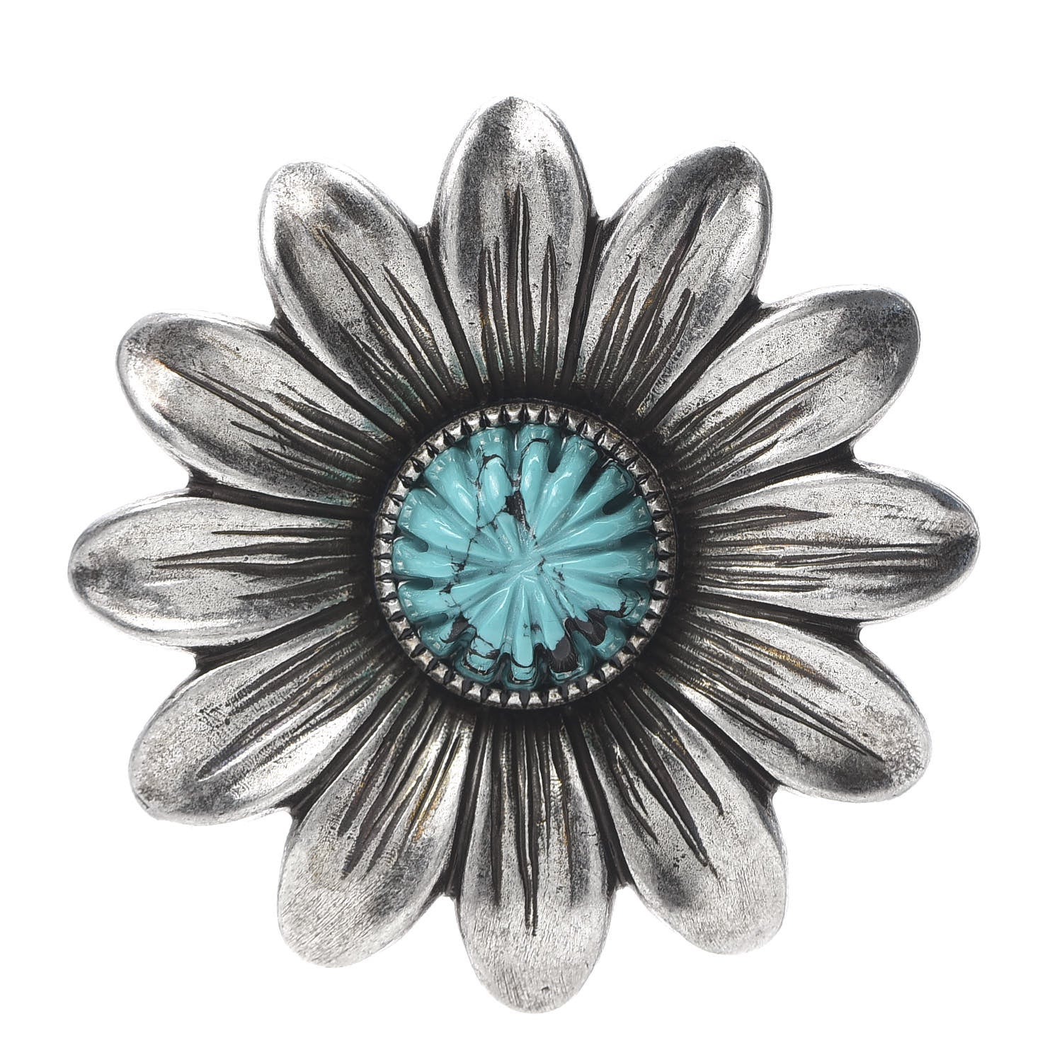 Gucci Sterling Silver Resin Flower Ring Turquoise 54 7 1 of 4