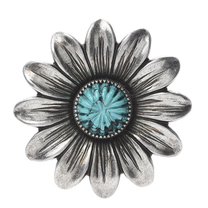 Gucci Sterling Silver Resin Flower Ring Turquoise 54 7 1 of 4