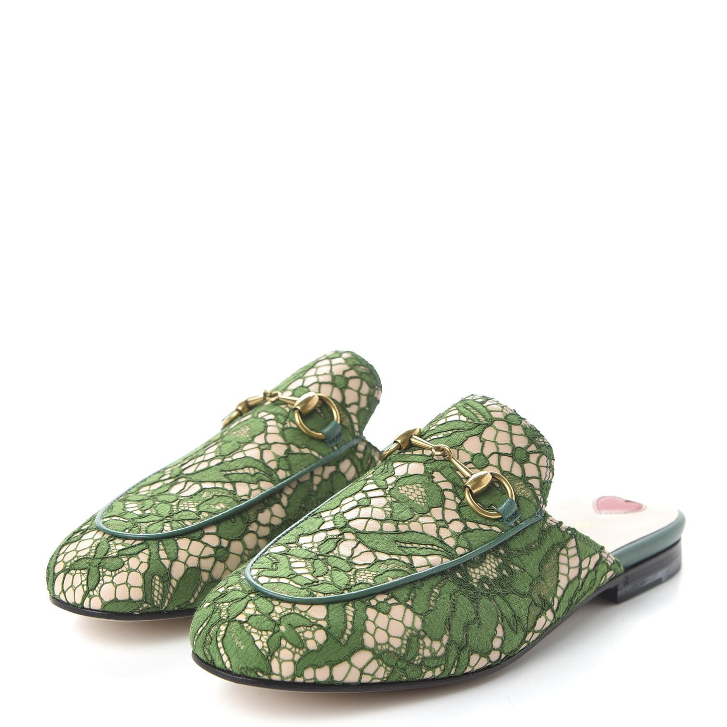 Lace Malaga Kid Womens Princetown Slippers 36 Green Grass Skin Rose