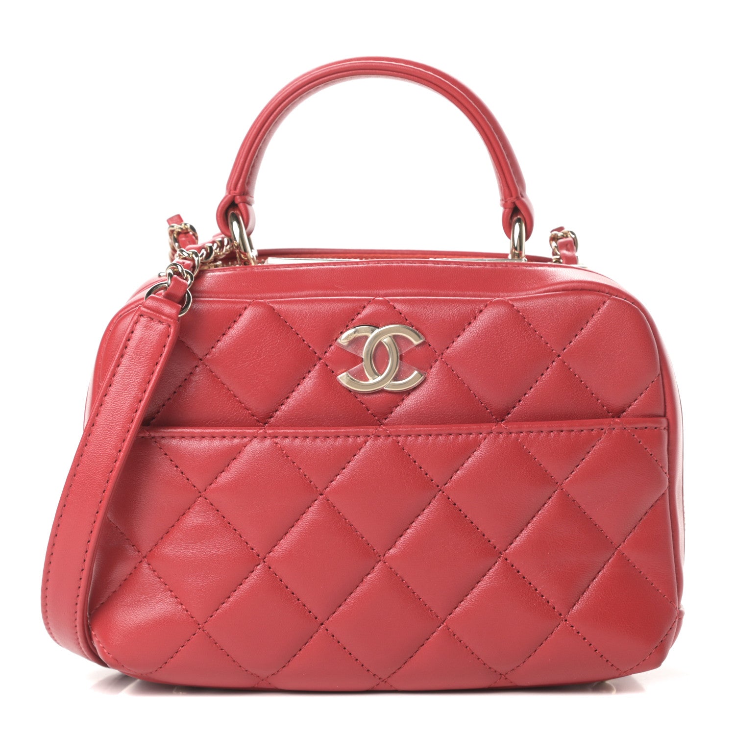 Chanel Lambskin Quilted Small Trendy CC Bowling Bag Red 1 of 13