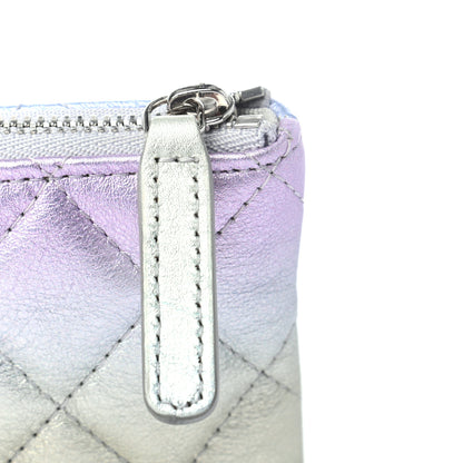 Chanel Gradient Metallic Calfskin Quilted Cosmetic Case Silver Blue Yellow Purple 8 of 8