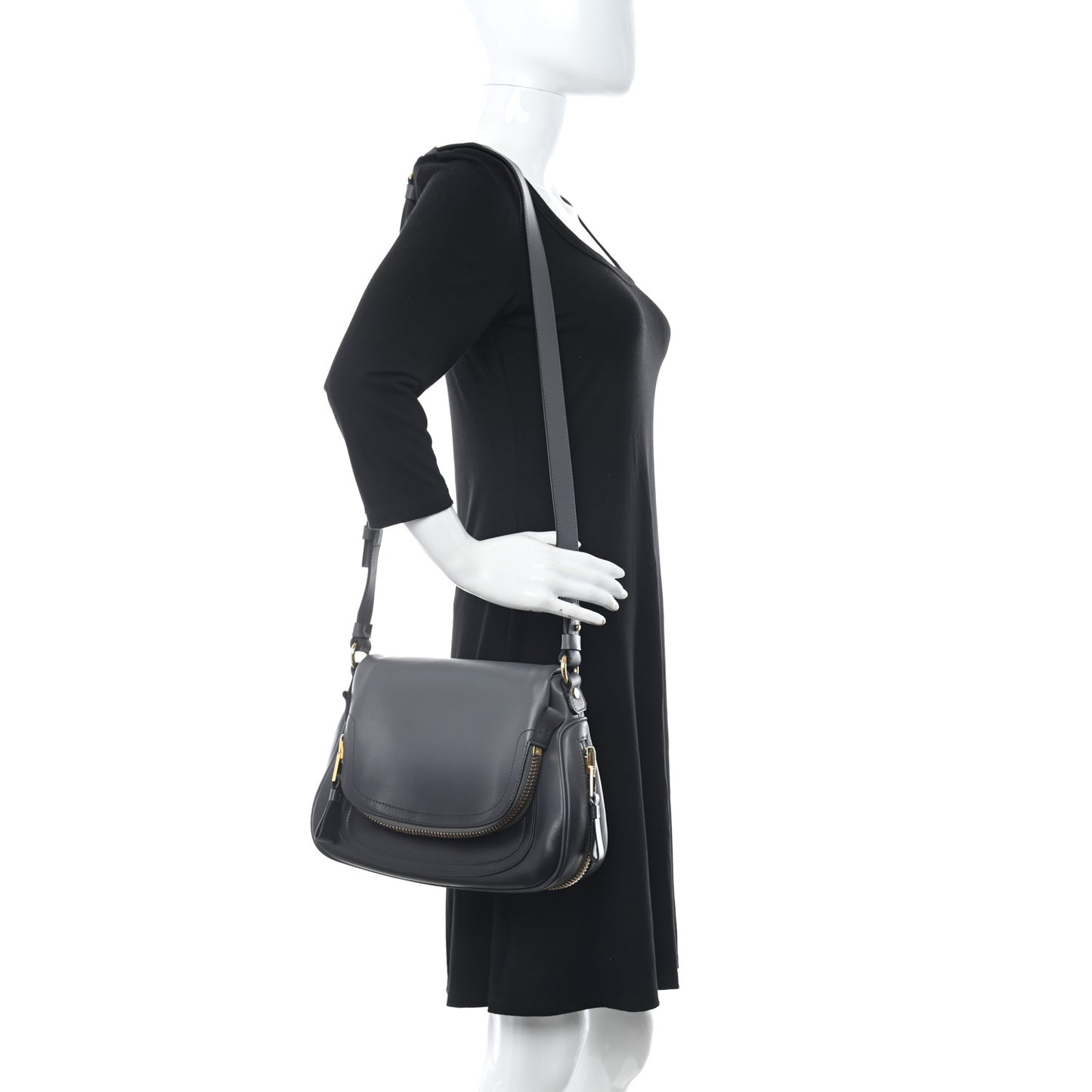 Calfskin Medium Shaded Jennifer Crossbody Bag Grey