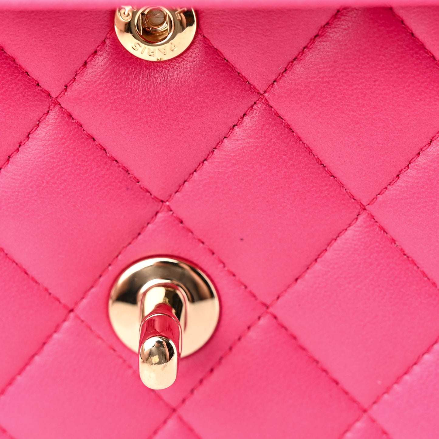 Lambskin Quilted Medium Double Flap Pink