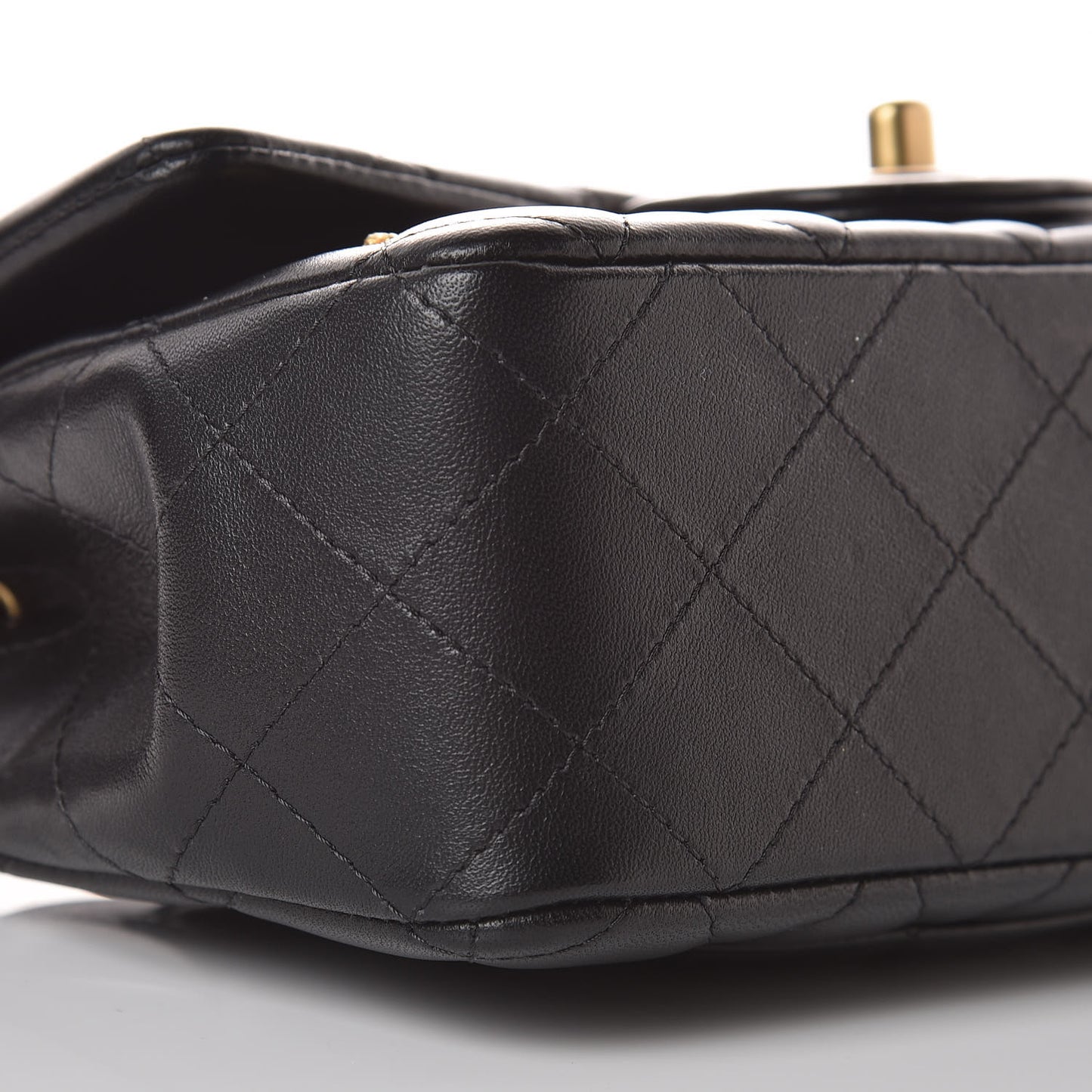 Lambskin Quilted Studded Mini Rectangular Flap Black