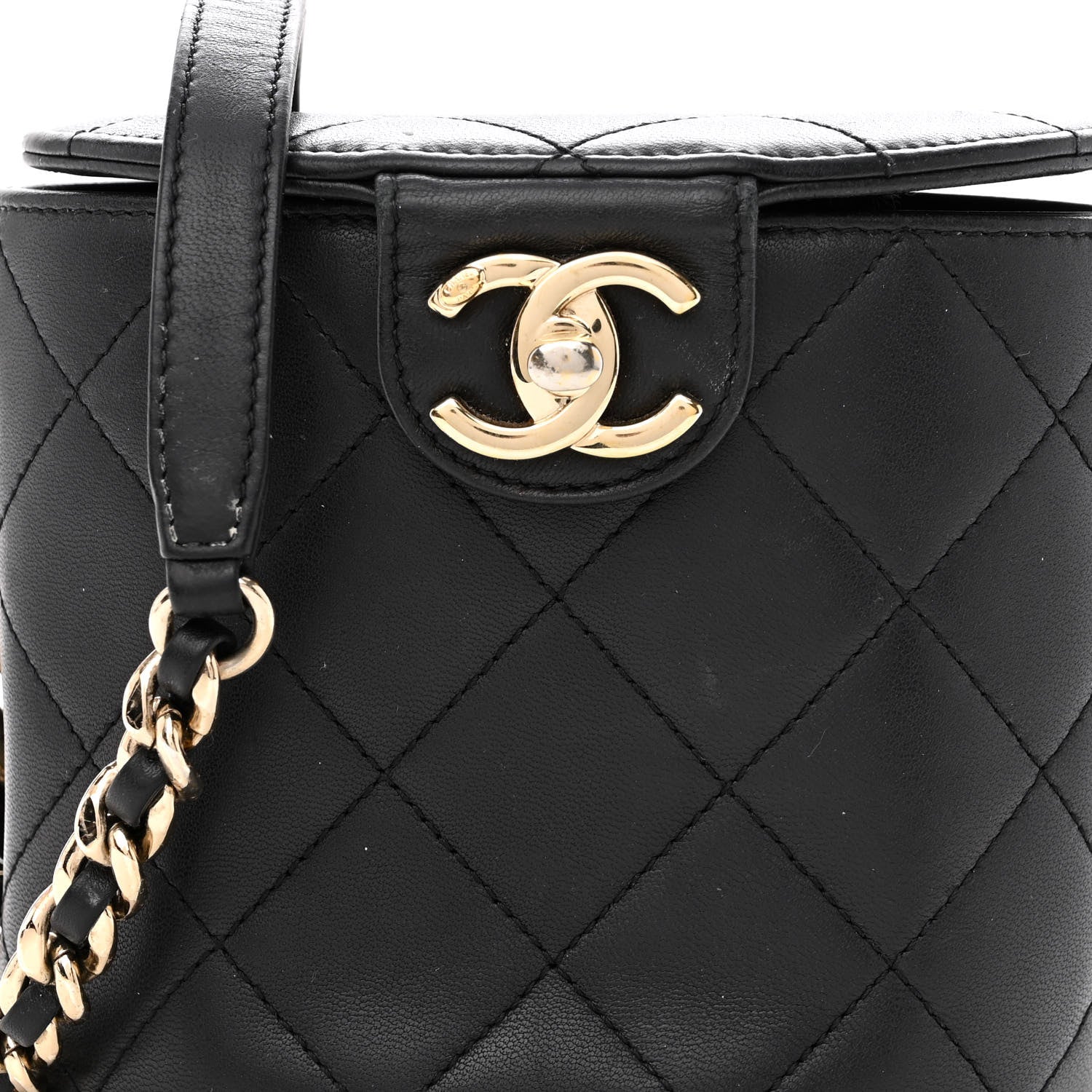Chanel Lambskin Resin Elegant Chain Vanity Case Black 8 of 12