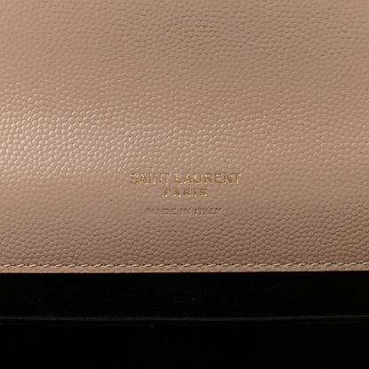 Saint Laurent Grain De Poudre Textured Mixed Matelasse Triquilt Monogram Clutch Dark Beige 5 of 8