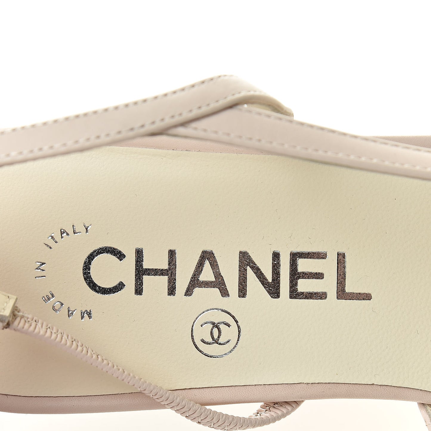 Lambskin Cap Toe CC Slingback Sandals 38 Ivory