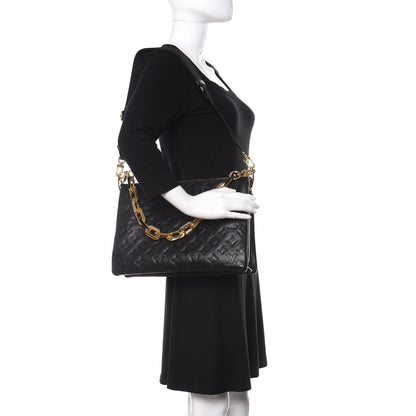 Louis Vuitton Lambskin Embossed Monogram Coussin MM Black 2 of 11