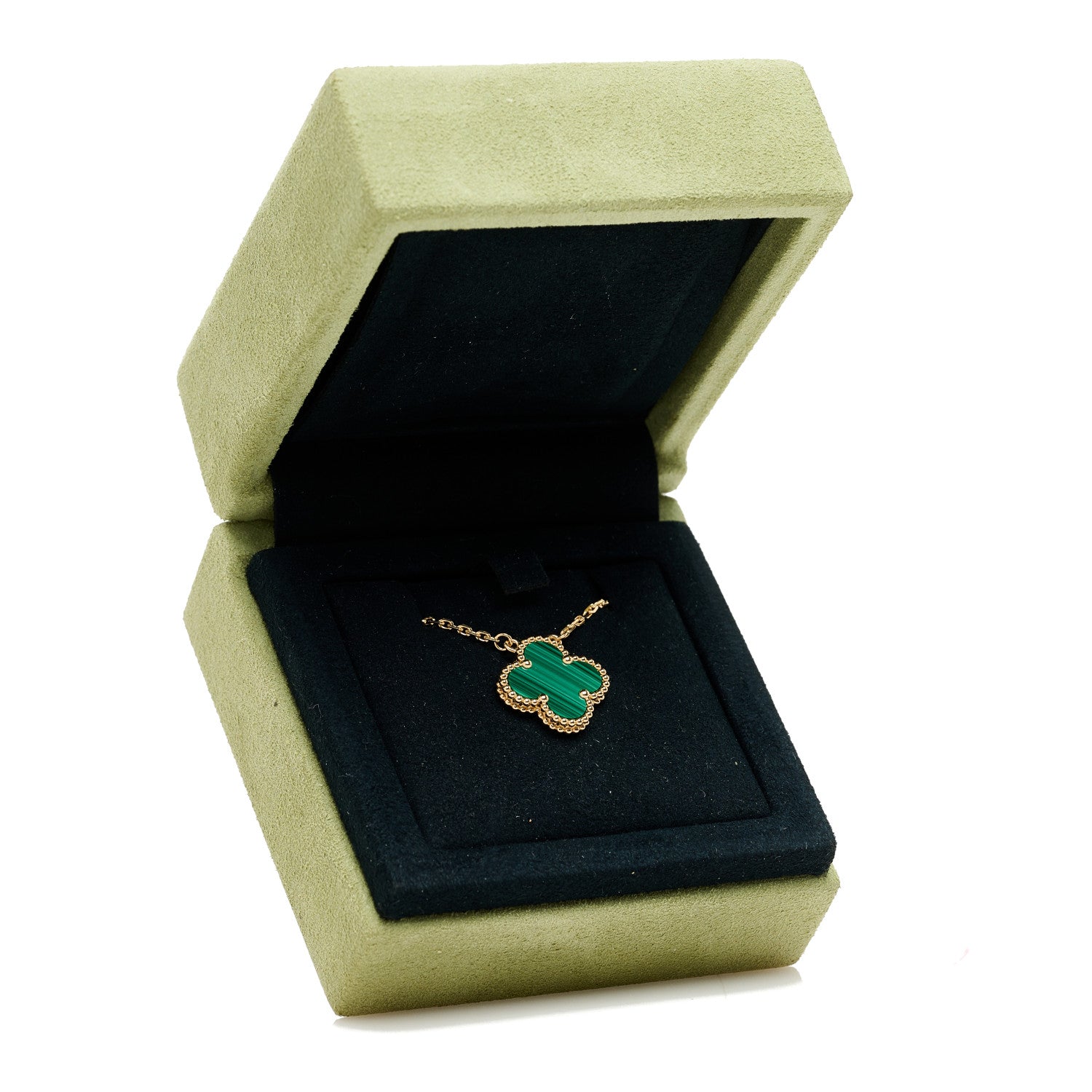 Van Cleef & Arpels 18K Yellow Gold Malachite Vintage Alhambra Pendant Necklace 5 of 5