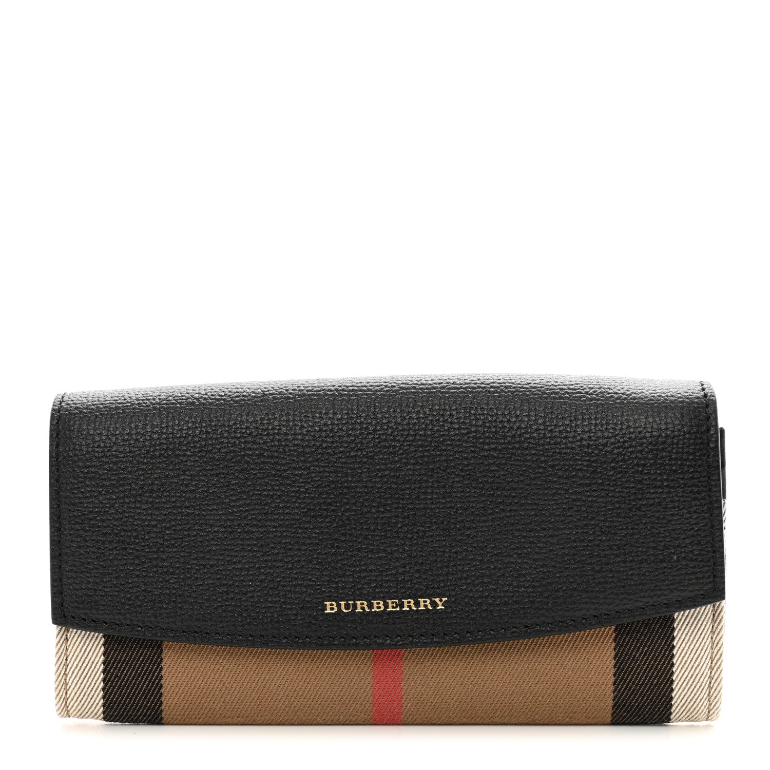 Burberry Calfskin House Check Porter Continental Wallet Black 1 of 8
