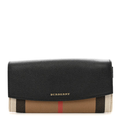 Burberry Calfskin House Check Porter Continental Wallet Black 1 of 8
