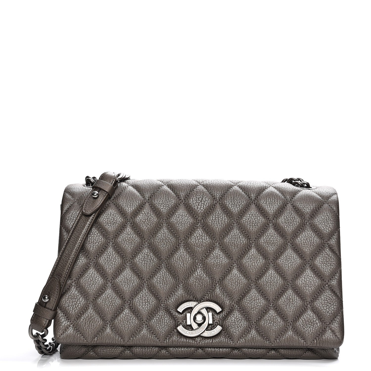 Chanel Metallic Goatskin Large City Rock Flap Silver 1 of 8