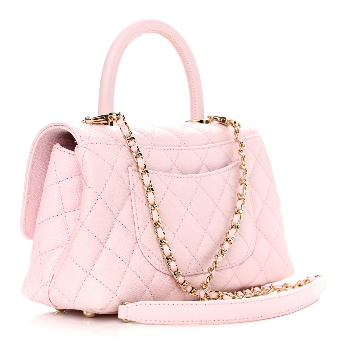 Caviar Quilted Mini Coco Handle Flap Light Pink