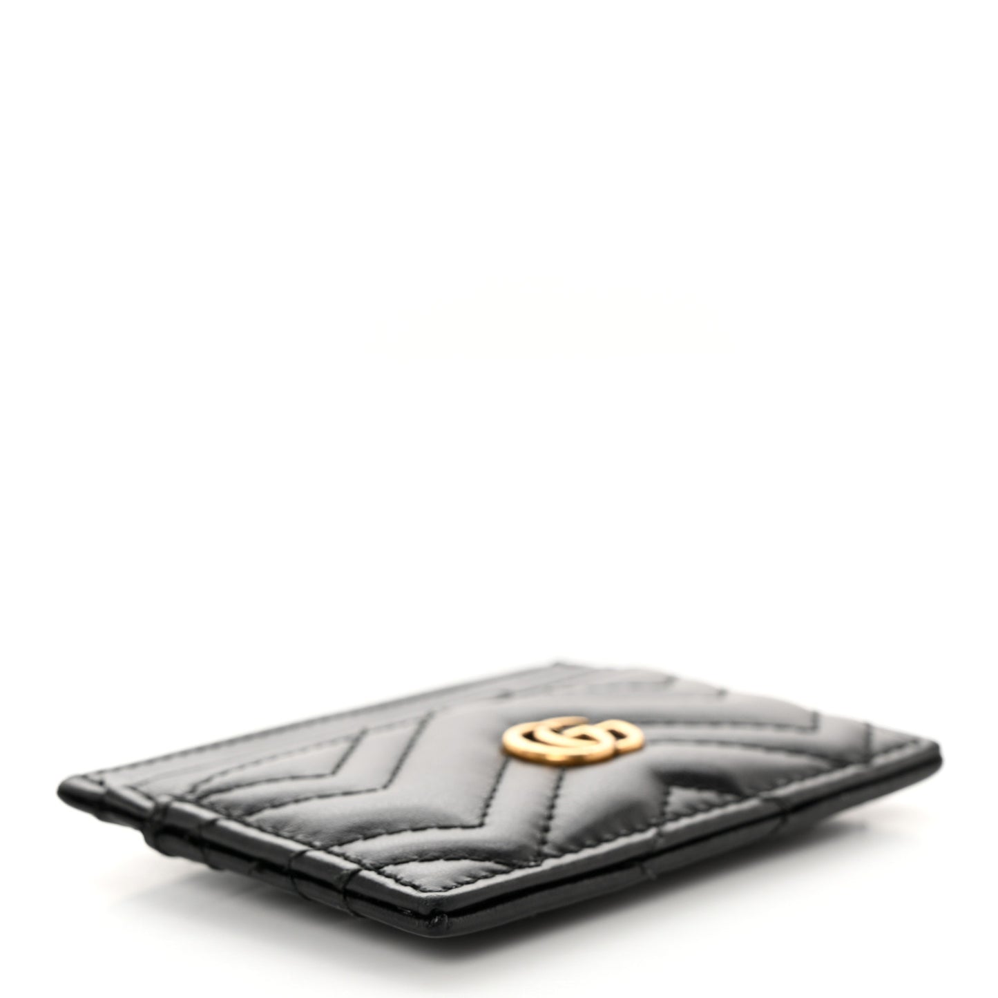 Calfskin Matelasse GG Marmont Card Holder Black