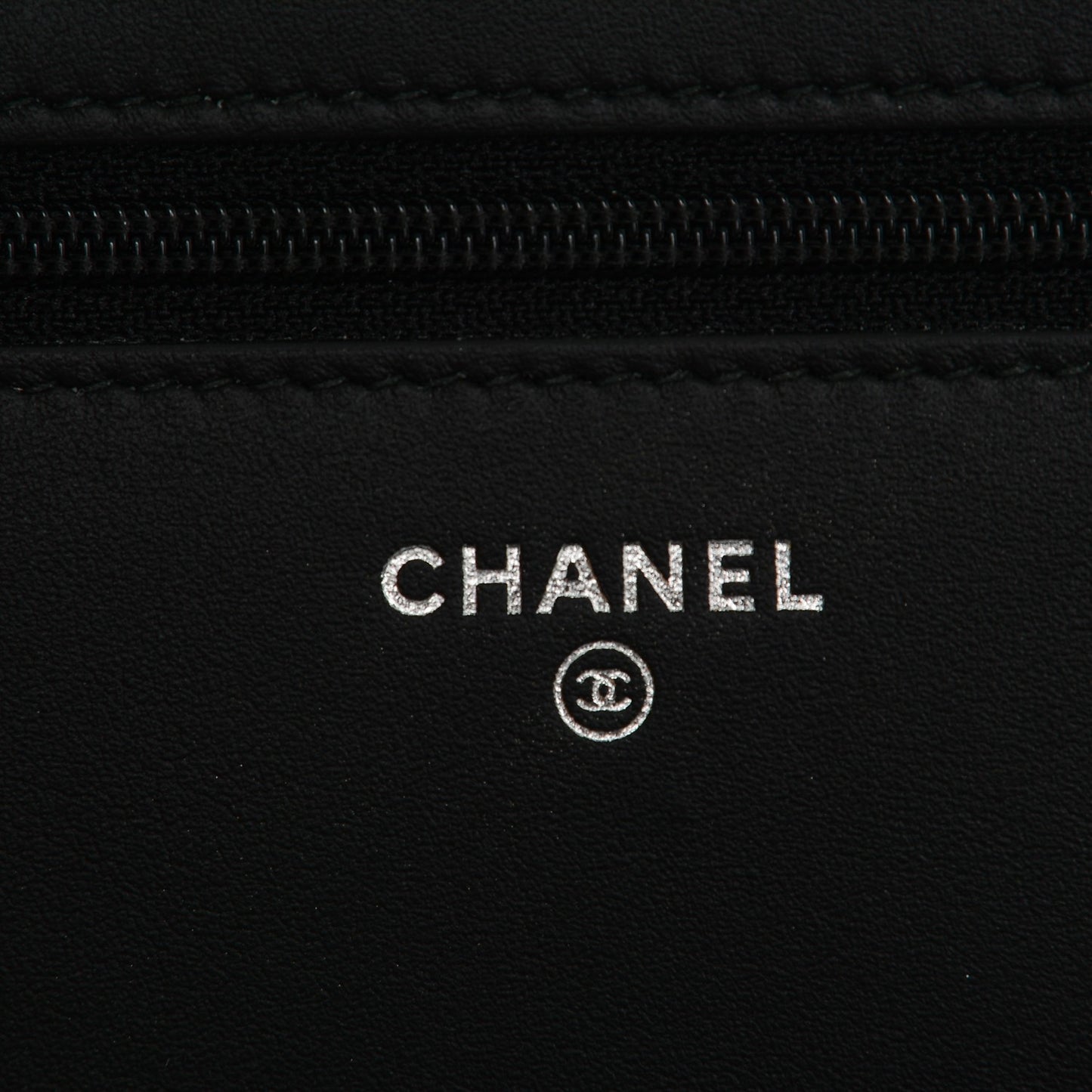 Calfskin Painted Chevron Embossed Boy Wallet On Chain WOC Black