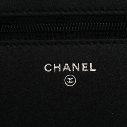 Chanel Calfskin Painted Chevron Embossed Boy Wallet On Chain WOC Black 6 of 8