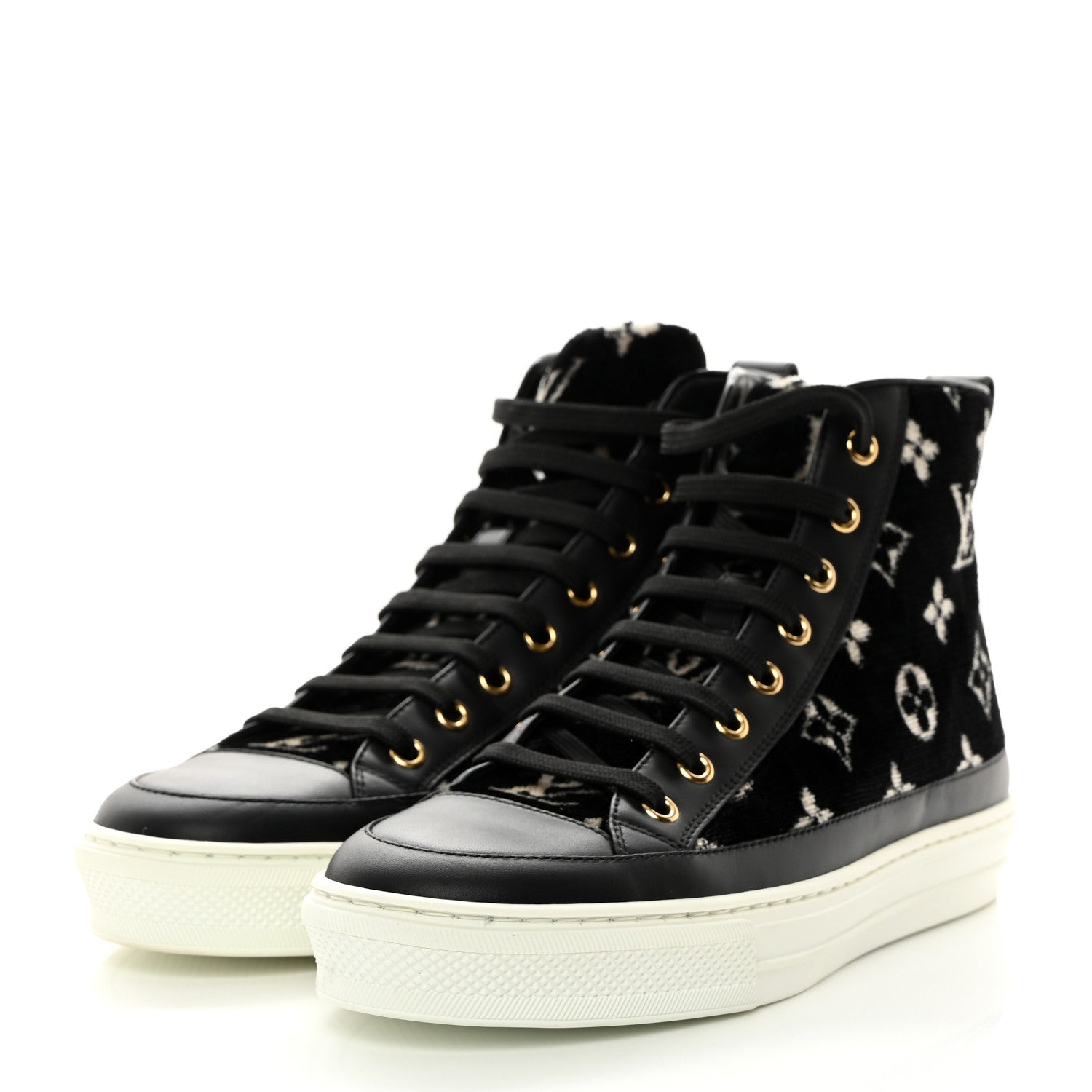 Louis Vuitton Velvet Monogram Stellar Sneakers 38.5 Black White 3 of 9