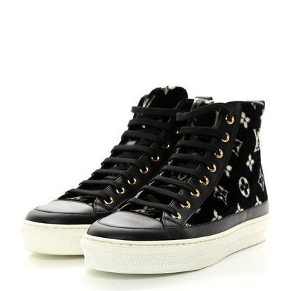 Louis Vuitton Velvet Monogram Stellar Sneakers 38.5 Black White 3 of 9