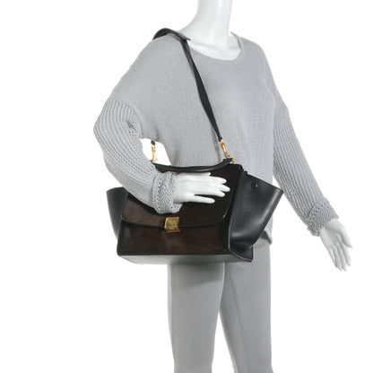 Celine Shaded Calf Hair and Calfskin Small Trapeze Black 2 of 8