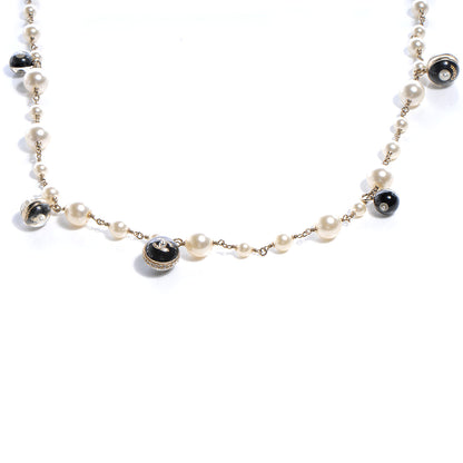 Chanel Pearl Crystal CC Beaded Long Necklace 1 of 5
