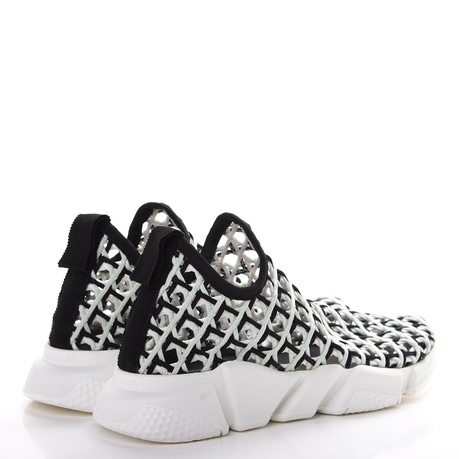 Balenciaga Neoprene Rubber Tressee Womens Tess S Speed Trainer Weaving Sneakers 40 Vert D'Eau White Black 4 of 8
