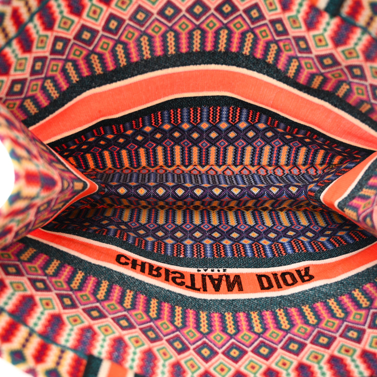 Christian Dior Canvas Embroidered Large Book Tote Orange