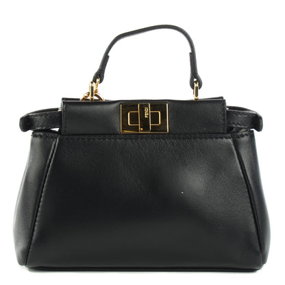 Fendi Nappa Micro Peekaboo Iconic Satchel Black 1 of 8