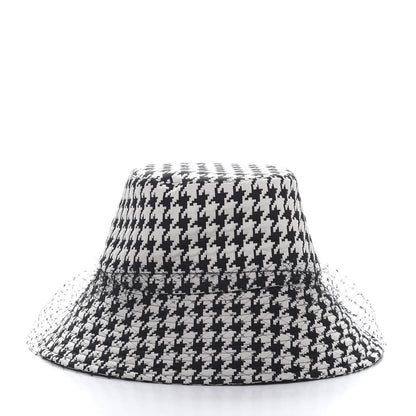 Christian Dior Technical Fabric 30 Montaigne Large Brim Bucket Hat with Veil 58 Black White 3 of 8