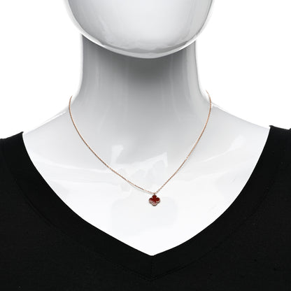 Van Cleef & Arpels 18K Rose Gold Carnelian Sweet Alhambra Pendant Necklace 2 of 6