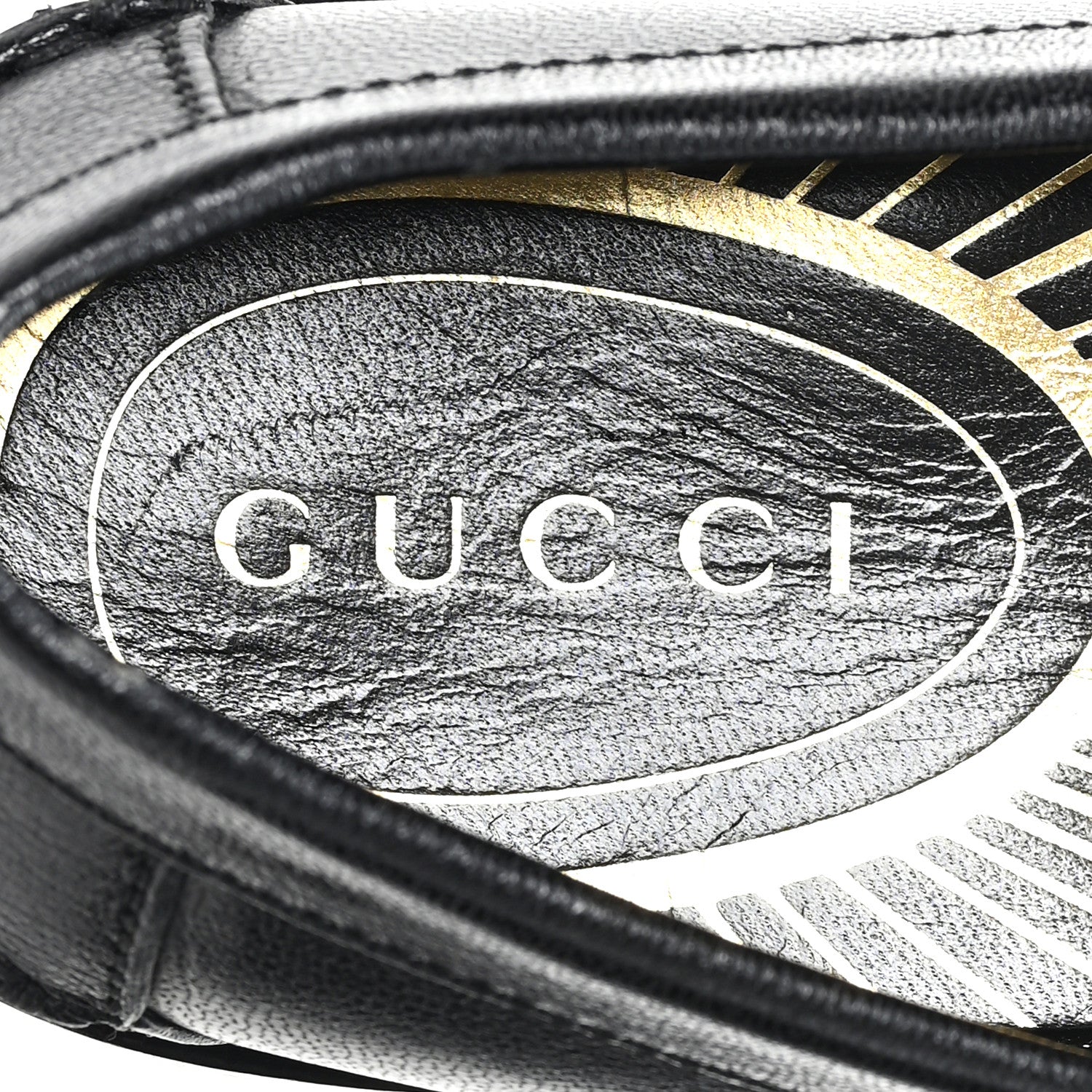 Gucci Goatskin Womens Logo 15mm Loafers 38.5 Black 9 of 10
