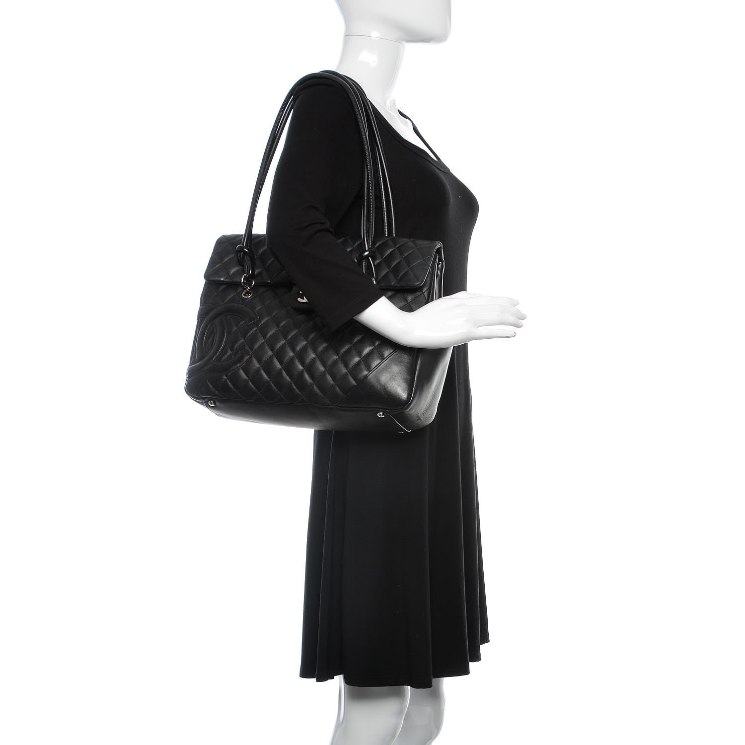 Chanel Calfskin Quilted Large Cambon Flap Black 2 of 16
