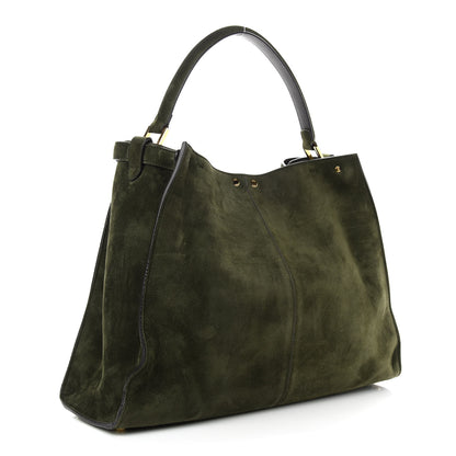 Fendi Camoscio Glazed Fabric FF 1974 Large Peekaboo X-Lite Amazzonia Mogano Panna 3 of 8