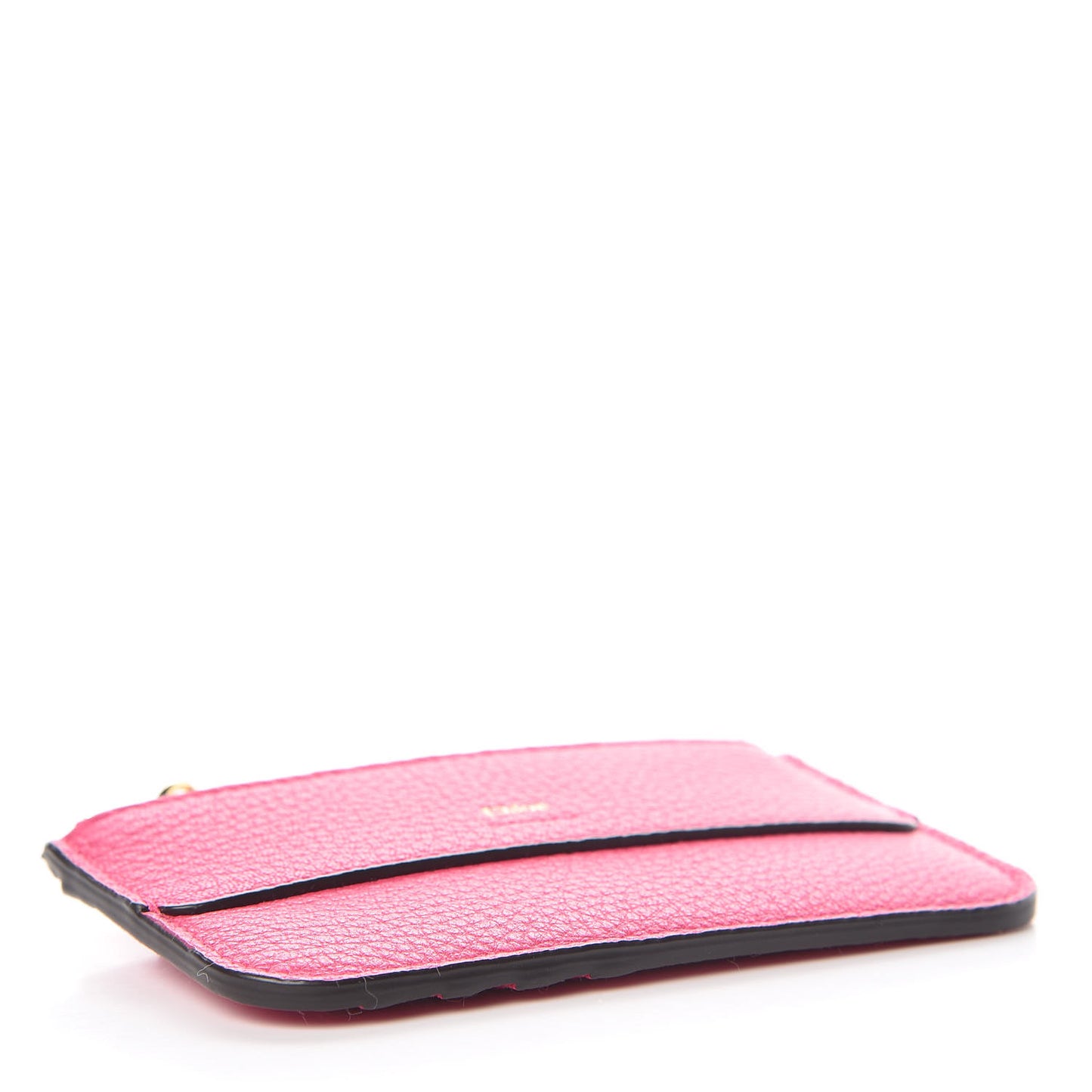 Grained Calfskin Drew Card Holder Fuchsia Rose