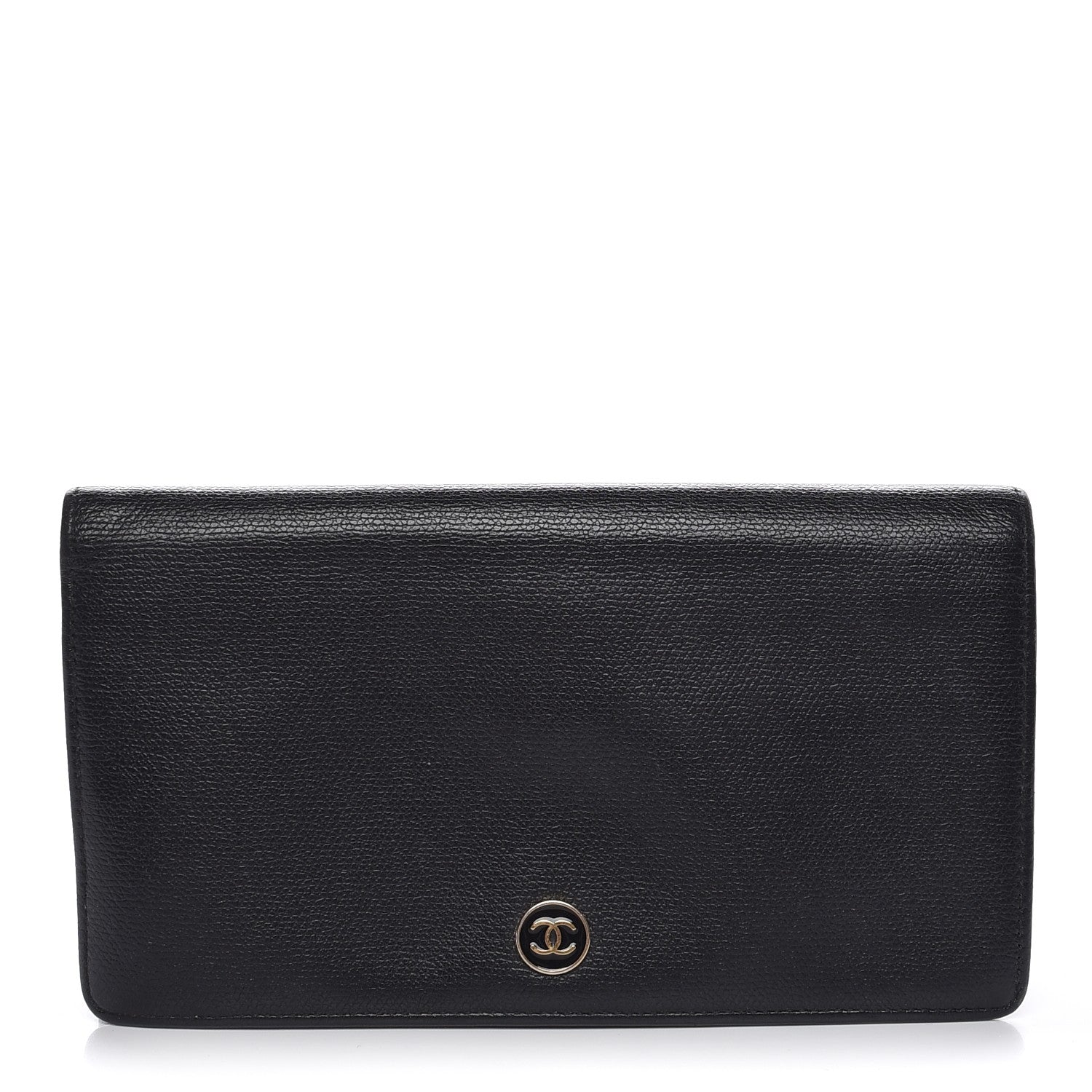 Chanel Grained Calfskin CC Button Yen Wallet Black 1 of 10