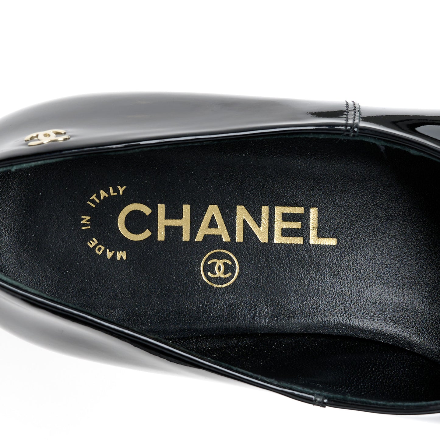 Patent Calfskin Moccasin Loafers 36.5 Black