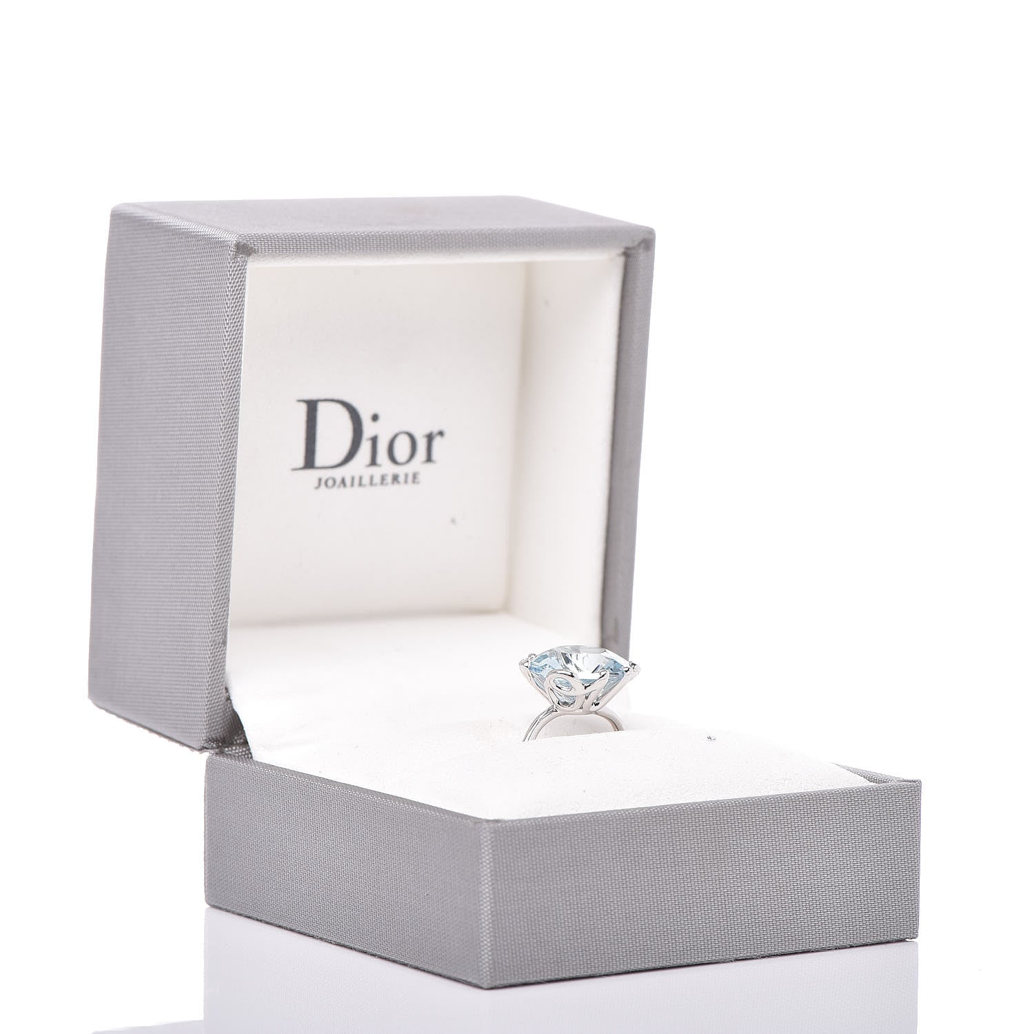 Christian Dior 18K White Gold Aquamarine Oui Ring 50 5.5 6 of 6