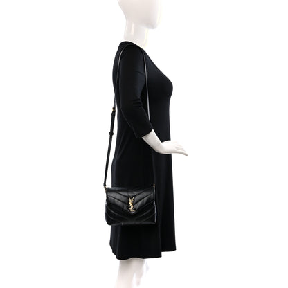Saint Laurent Calfskin Y Quilted Monogram Toy Loulou Crossbody Bag Black 2 of 8