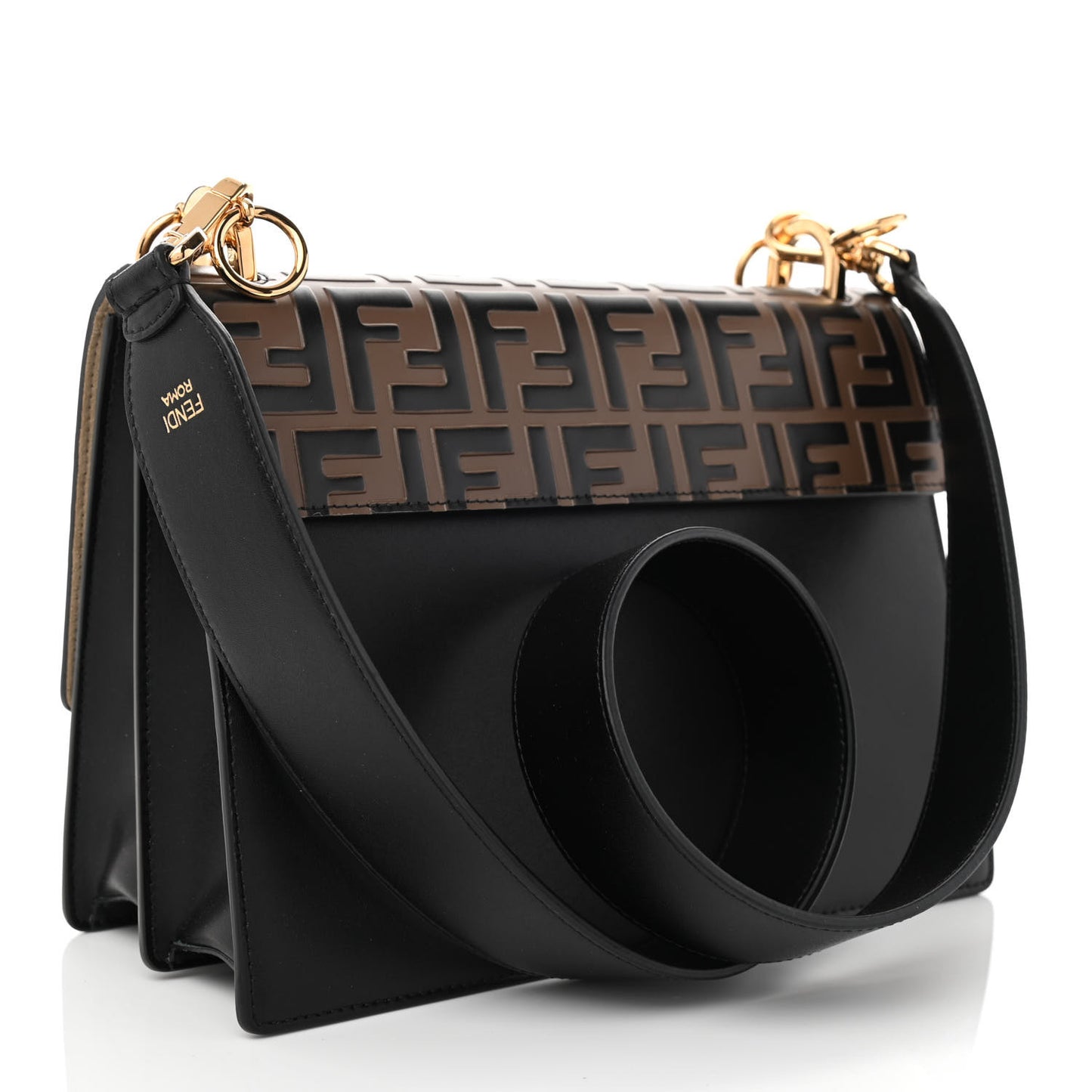 Vitello Liberty Bi-Color FF 1974 Embossed Kan I Shoulder Bag Black Maya