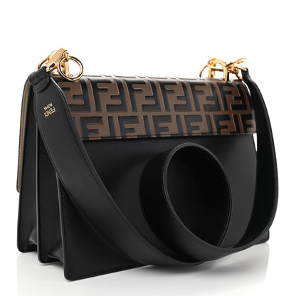Fendi Vitello Liberty Bi-Color FF 1974 Embossed Kan I Shoulder Bag Black Maya 3 of 8